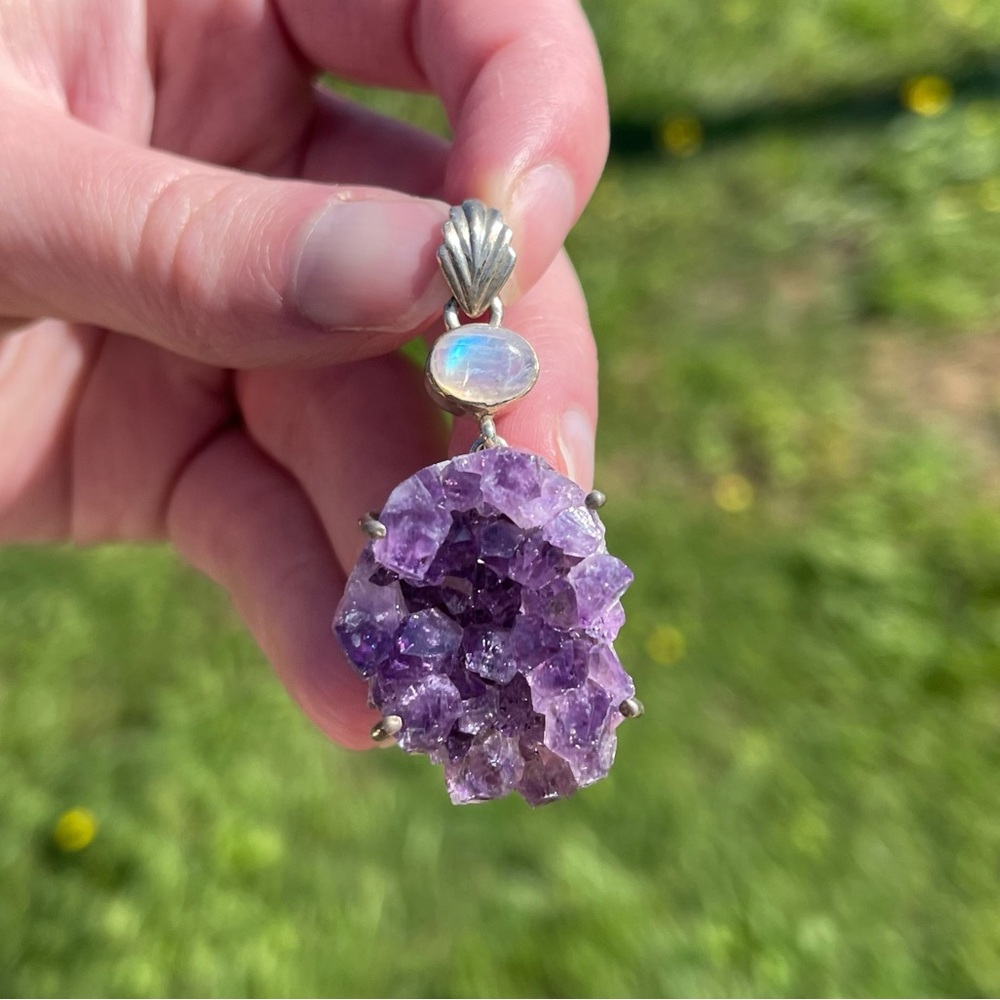 Amethyst and Moonstone Sterling Silver Pendant